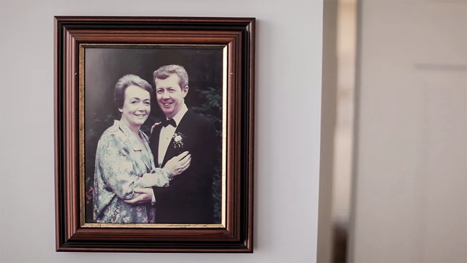 Portrait of man and wife hanging on a wall