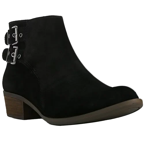 Black suede buckle boot